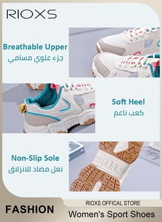 ريوكس متدربات مكتنزات للنساء، أحذية كلاسيكية مستديرة للأحذية الرياضية، أحذية رياضية مريحة قابلة للتنفس، أحذية رياضية غير انزلاقية للركض أثناء المشي، أحذية تنس في الشارع أنيقة، متدربات منصة النساء، أحذية رياضية خضراء اللون للعمل ومخرجات نهاية الأسبوع - Image 4